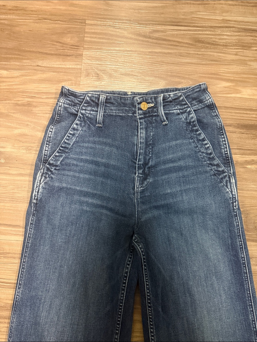MOTHER The Major Zip Flood Wide Leg Jeans 24 Electric Souvenir $238 - Picture 3 of 12